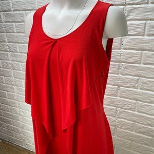 Calvin Klein Red Sleeveless Layered Front Dress